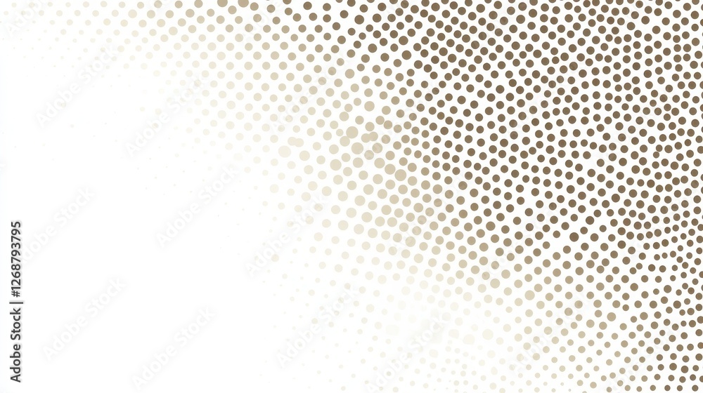Poster Halftone dots create a soft beige pattern transitioning from dense to sparse on a light background