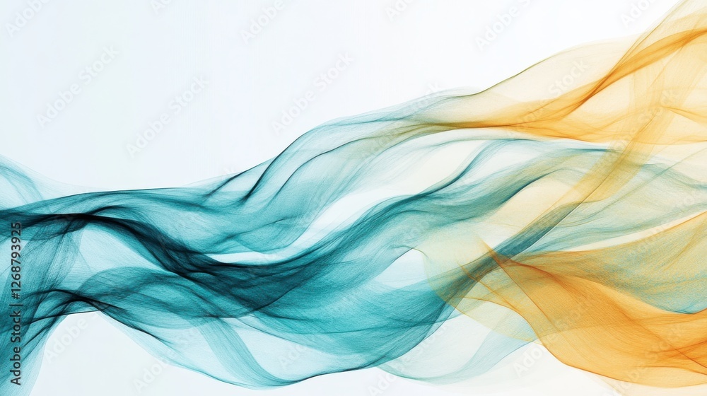Poster Flowing lines of golden and teal pencil strokes create an abstract art piece with dynamic movement and elegance