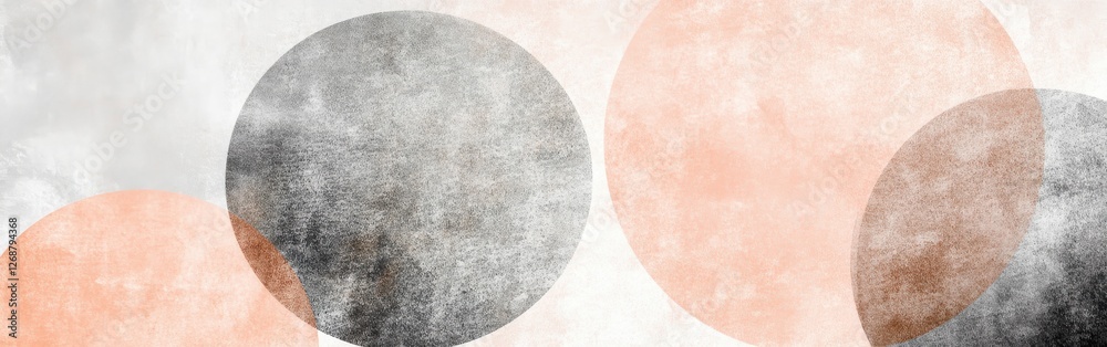 Poster Elegant pencil strokes create a captivating backdrop with circular shapes in soft colors for artistic inspiration