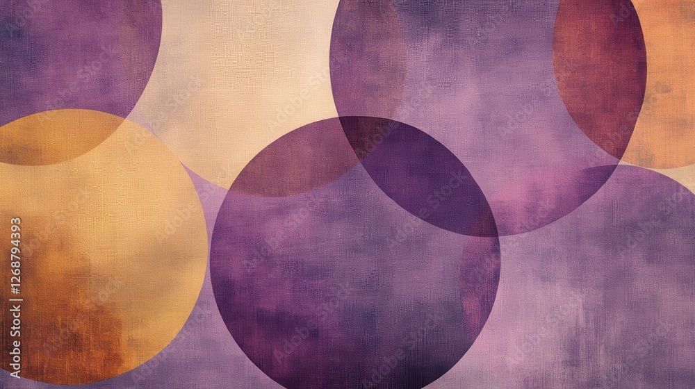 Aufkleber Elegant overlapping circular shapes create a serene visual experience in muted tones with soft textures