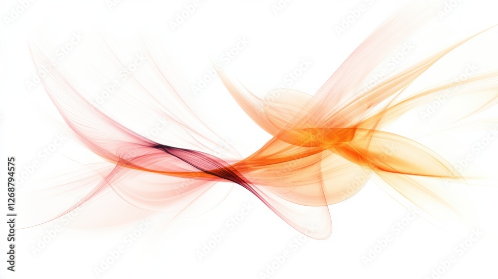 Fototapete Elegant chaotic strokes of amber and pink create a soft visual harmony in an abstract display