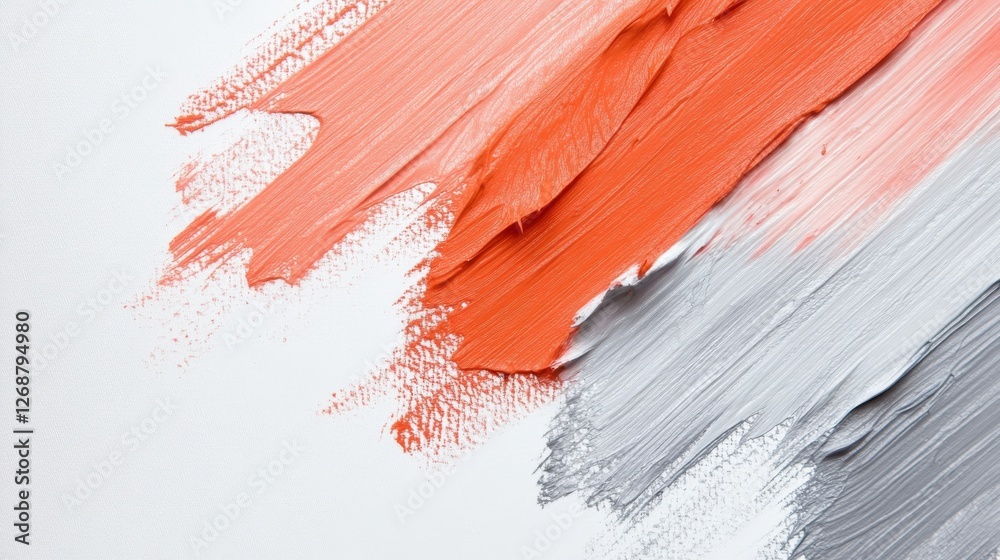 Aufkleber clean white canvas adorned with vibrant orange and gray strokes showcases artistic expression and cr
