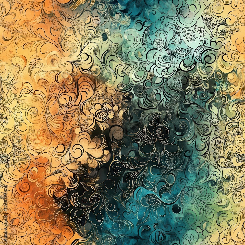 Poster intricate doodle artwork features swirling patterns and vibrant colors blending together in an abstr
