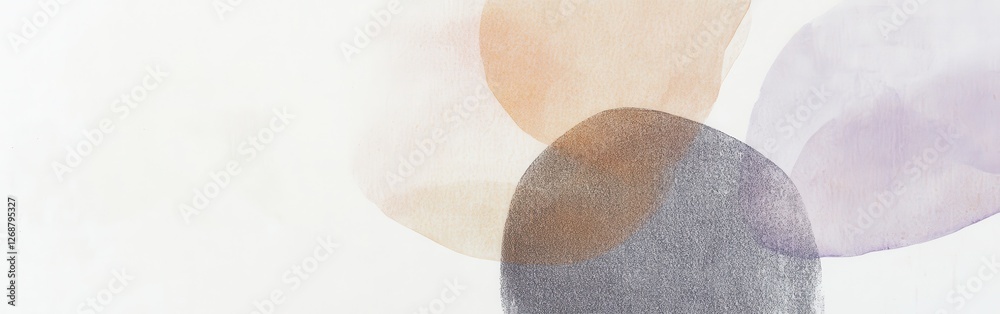 Poster Abstract white composition featuring soft shapes and subtle hues in a harmonious arrangement