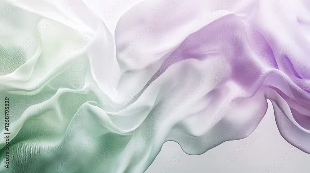 Poster abstract white composition with subtle pencil strokes and flowing fabric textures in soft shades of 