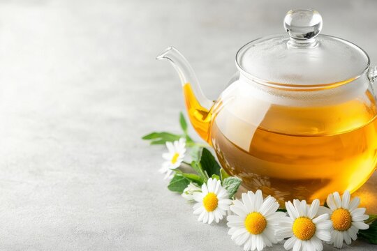 Golden Chamomile Tea in Glass Teapot