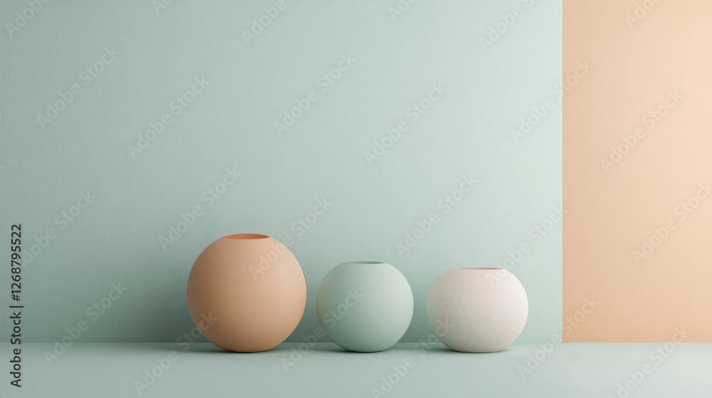 Poster elegant arrangement of minimalist ceramic vases against a softly balanced gradient background