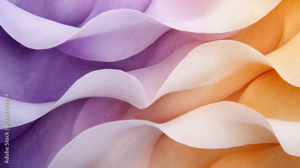Poster Abstract gradient of pencil strokes transitioning from amber to soft lavender tones creating a fluid motion in layered forms