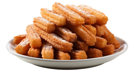 Golden Churros with Sugar Sweet Fried Treat, Perfect Snack for Coffee Lovers, isolated on transparent background.