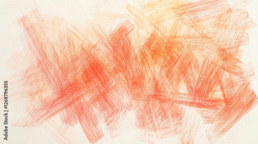 Aufkleber abstract composition of vibrant pencil strokes in warm tones creates a dynamic visual landscape on a