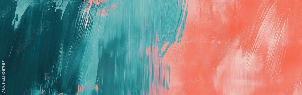Aufkleber Abstract background with pencil strokes in teal and coral colors creating a dynamic visual effect