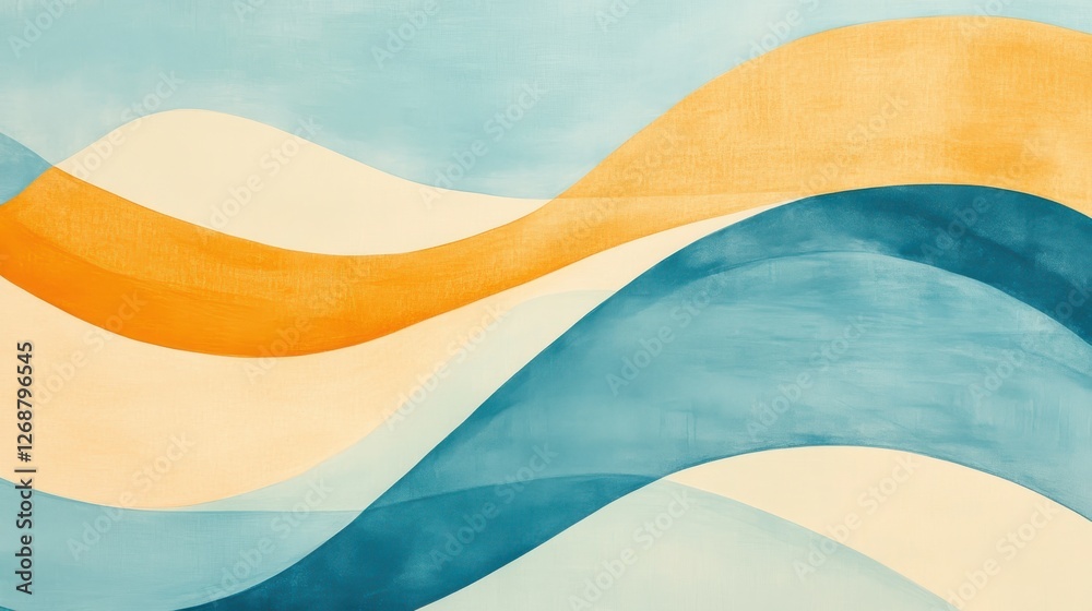 Aufkleber abstract artwork featuring pastel blue pencil strokes and arcs, creating a soothing and dynamic flow