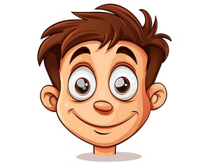 Obraz premium Cheerful Cartoon Boy Character with Big Eyes and Messy Hair