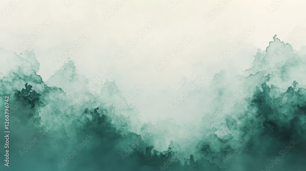 Aufkleber abstract design featuring soft mint hues and misty textures blending seamlessly to create an etherea
