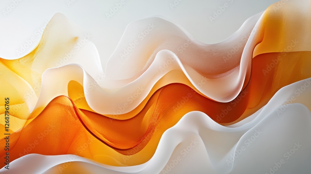 Leinwandbilder curved amber and coral shapes create a flowing abstract design with smooth transitions