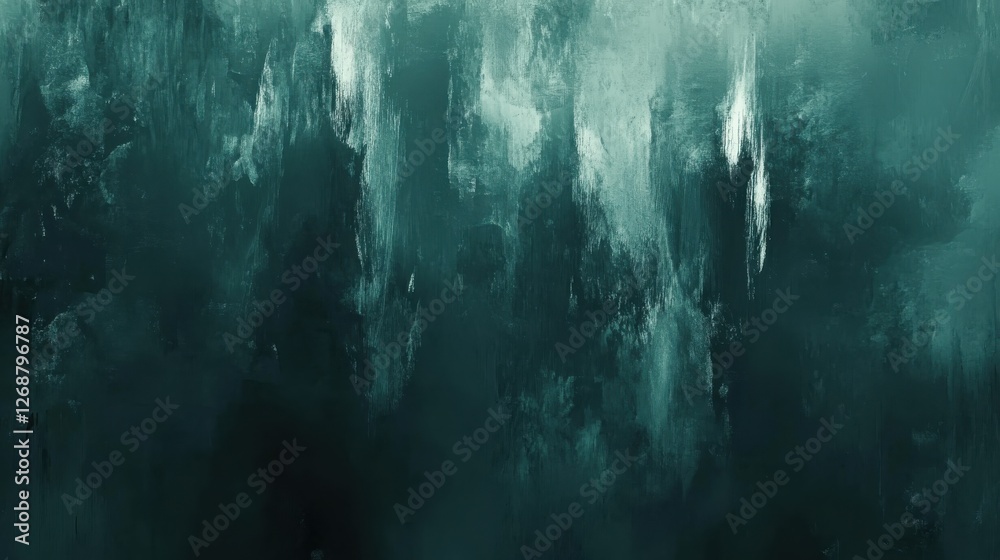 Poster Dark teal and charcoal abstract brushwork creates a captivating visual experience with depth and texture