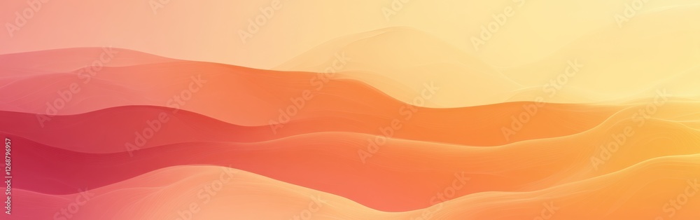 Aufkleber Vibrant warm-toned gradient background flowing with soft hills in a serene atmosphere during early evening light