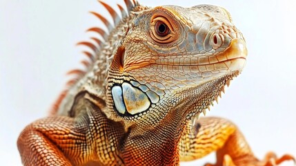 Fototapeta premium Detailed Close-Up of an Iguana Isolated on White Background