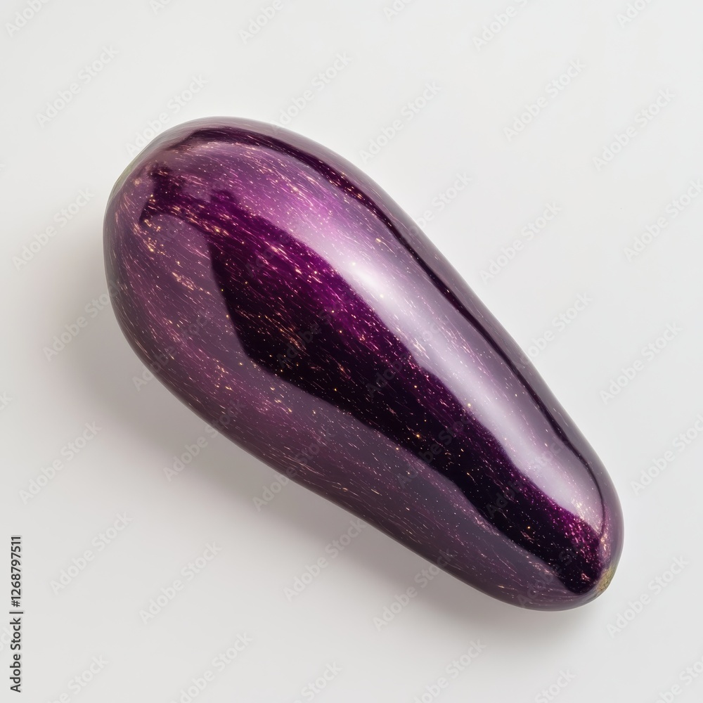 Poster vibrant purple eggplant displaying glossy skin with rich color tones and smooth texture from a garde