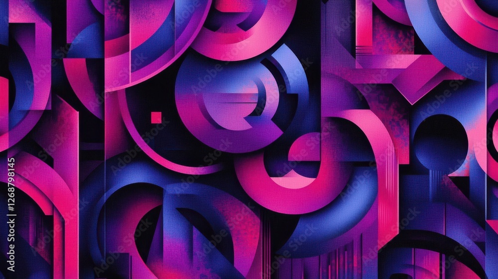 Poster vibrant abstract pattern featuring bright magenta and deep blue in a dynamic contemporary design
