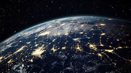 Obraz premium Stunning Earth from Space A Nighttime Perspective