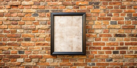 Fototapeta premium Frame on weathered brick wall , rustic style, minimalist design