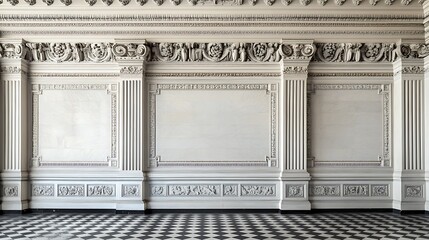 Obraz premium Elegant White Architectural Wall Paneling Design