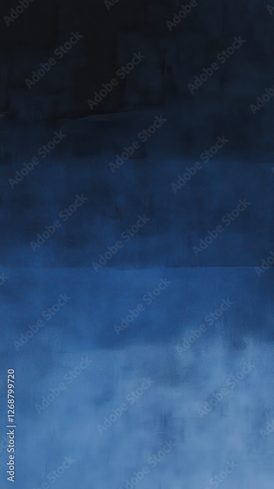 Poster Smooth watercolor transition from deep navy to lighter shades creating a serene and calming visual effect in artwork