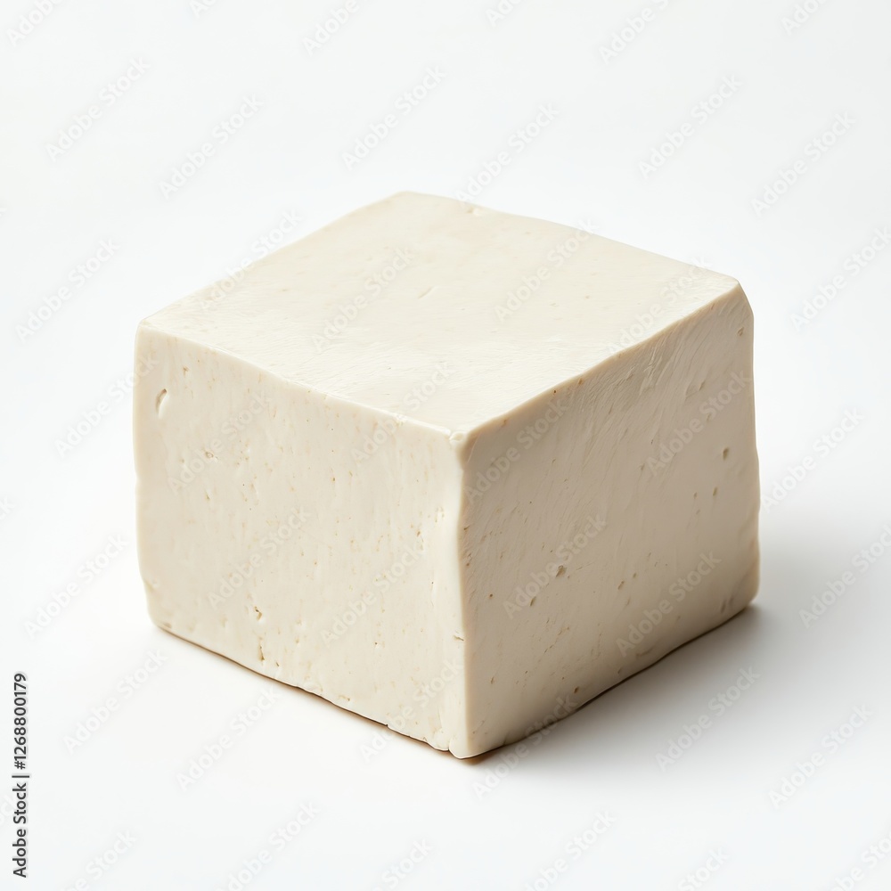 Poster Smooth matte block of tofu on a clean surface, ready for preparation in a culinary setting