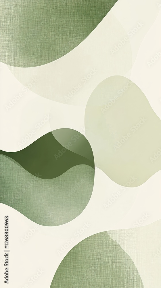 Aufkleber serene abstract composition featuring soft green shapes on a light background, conveying tranquility