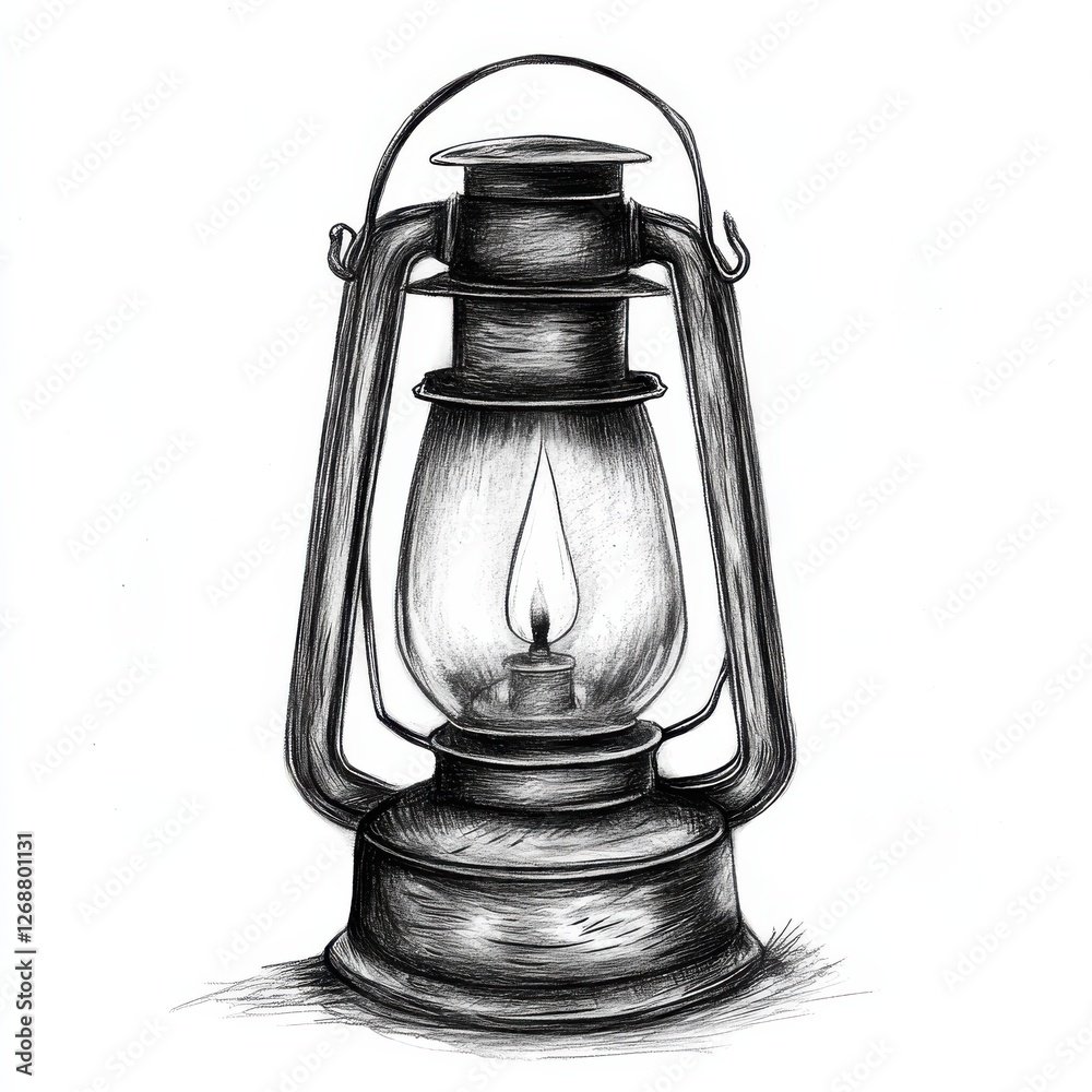 Aufkleber Rustic lantern casts warm light with flickering flame in a cozy setting during the evening hours