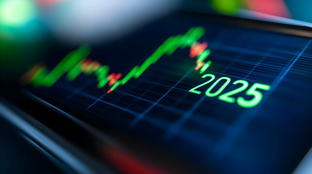Financial graph showing growth trends projected for the year 2025.