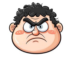 Obraz premium Cartoon Character with Anger Expression and Messy Black Hair