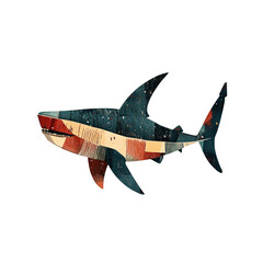 Abstract Geometric Great White Shark Illustration