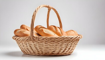 Empty bread basket isolated on white background