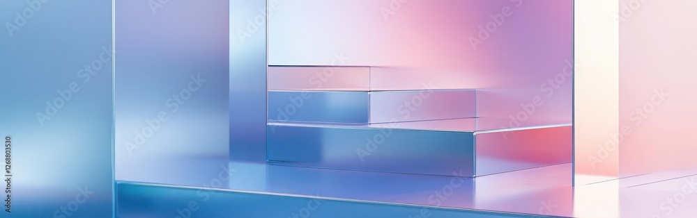 Fototapete Cool gradient design with icy transitions and geometric steps creating a modern aesthetic in a tranquil environment