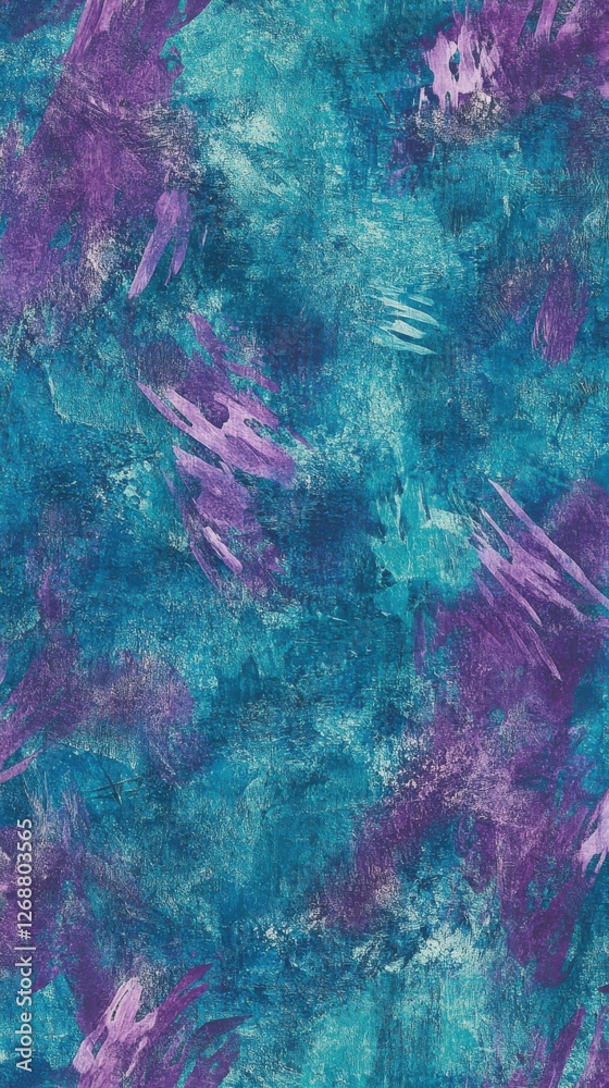 Poster Vibrant turquoise and purple abstract background with dynamic textures reflecting creativity and energy