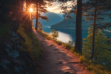 Sunset over lake Lucerne. Beautiful summer landscape. Switzerland