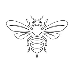 Fly Bee Black Outline Stroke Drawing Icon Vector Illustration Template Background for Coloring Page with Simple Insect Design and Line Art for Creative Coloring Activities
