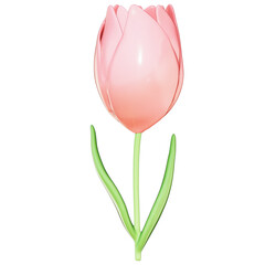 Easter Theme Cute Flower Deco on transparent background , 3D Rendering