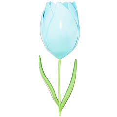 Easter Theme Cute Flower Deco on transparent background , 3D Rendering
