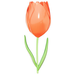 Easter Theme Cute Flower Deco on transparent background , 3D Rendering