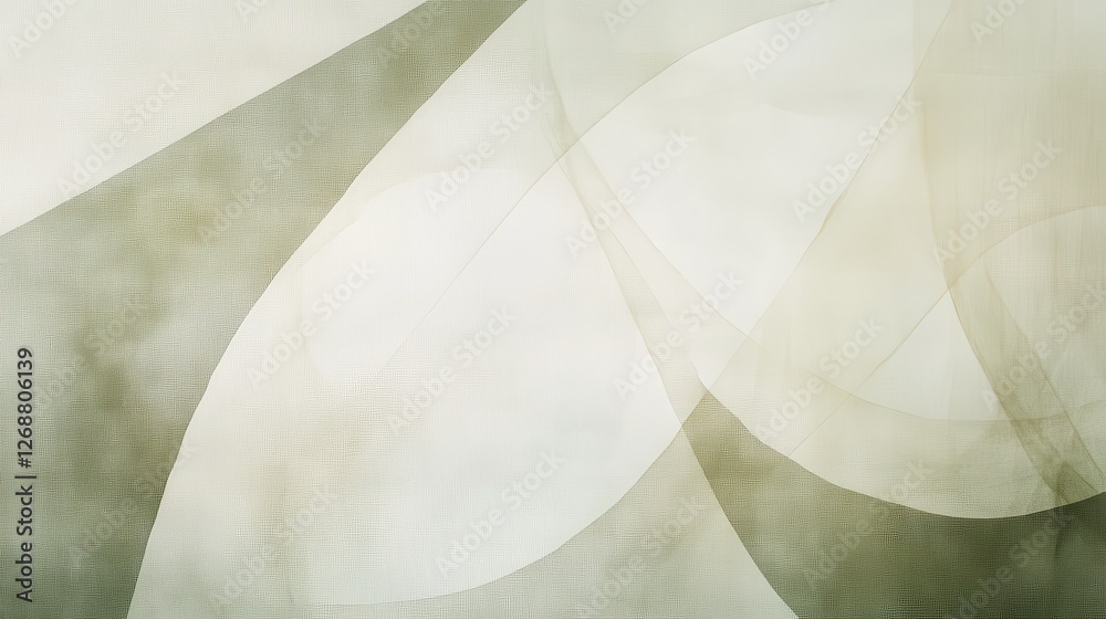 Poster Delicate green arcs created through pencil strokes reveal an abstract composition of intertwining forms