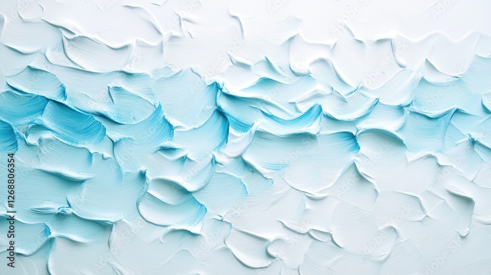 Aufkleber Textured abstract art piece with soft blue waves against a pale background creating a soothing effect in a modern setting