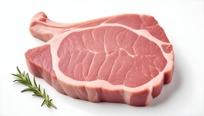raw pork steak isolated on white background