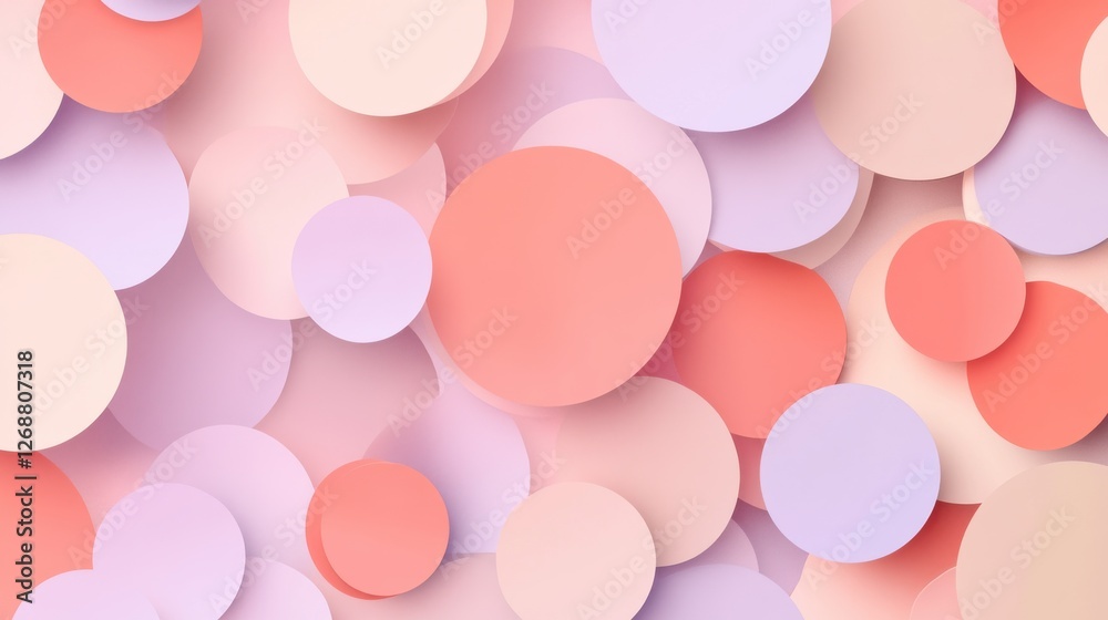 Aufkleber Overlapping pastel circles create a calming background in soft coral and lavender tones