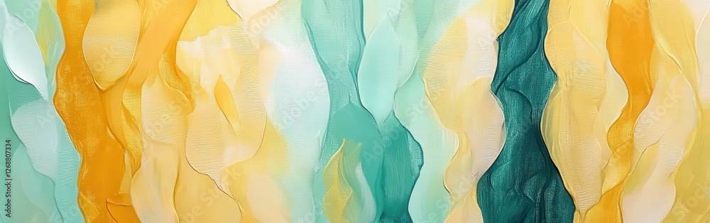 Poster soft pastel abstract lines in amber and teal create a tranquil atmosphere for relaxation and inspira