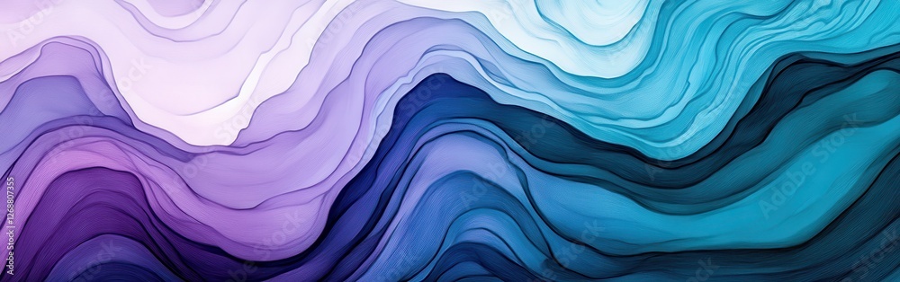 Fototapete Soft overlapping pencil strokes create a serene blend of colors resembling flowing waves in a tranquil setting
