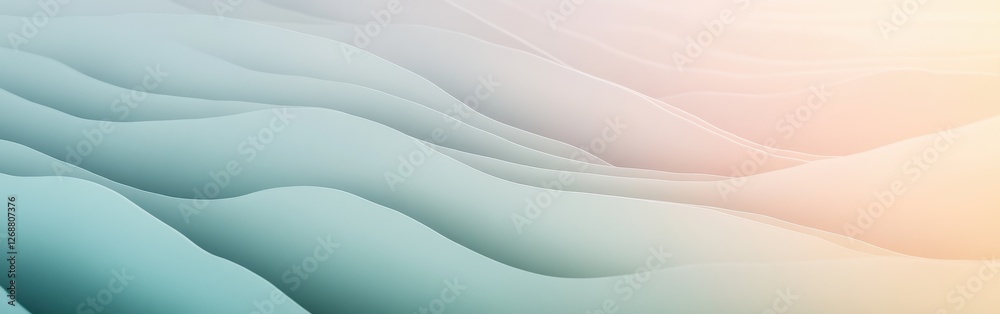 Poster Soft gradient design with muted colors creating a serene atmosphere in a flowing landscape