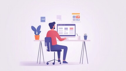 solo entrepreneur designing a website